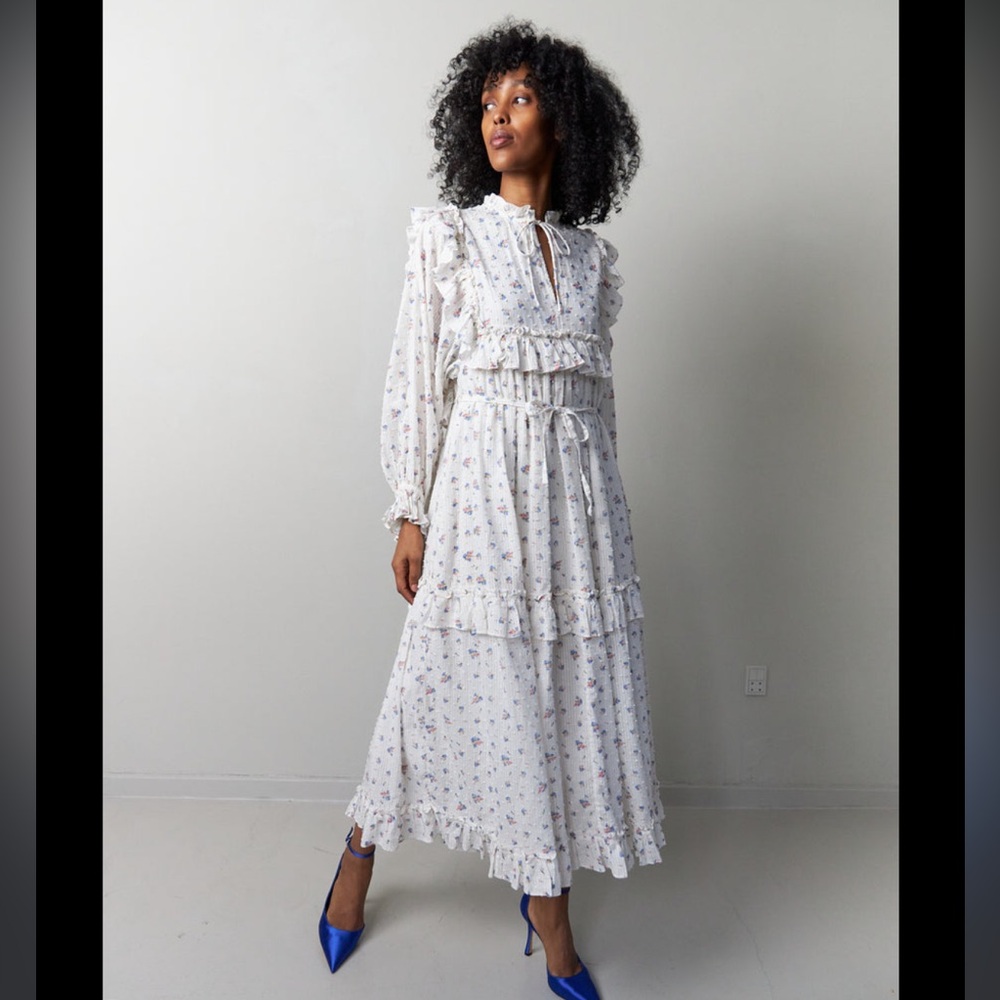 Stella Nova Barbara Floral Clip Dot long Sleeve Dress